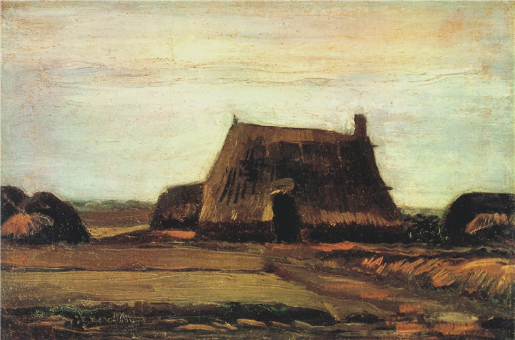 Farm With Stacks Of Peat Van Gogh Oil Painting - Click Image to Close